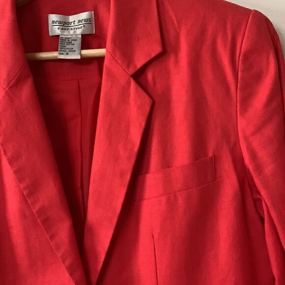 red linen coat vintage blazer coat jacket women's size 8 Newport News - Picture 6 of 8